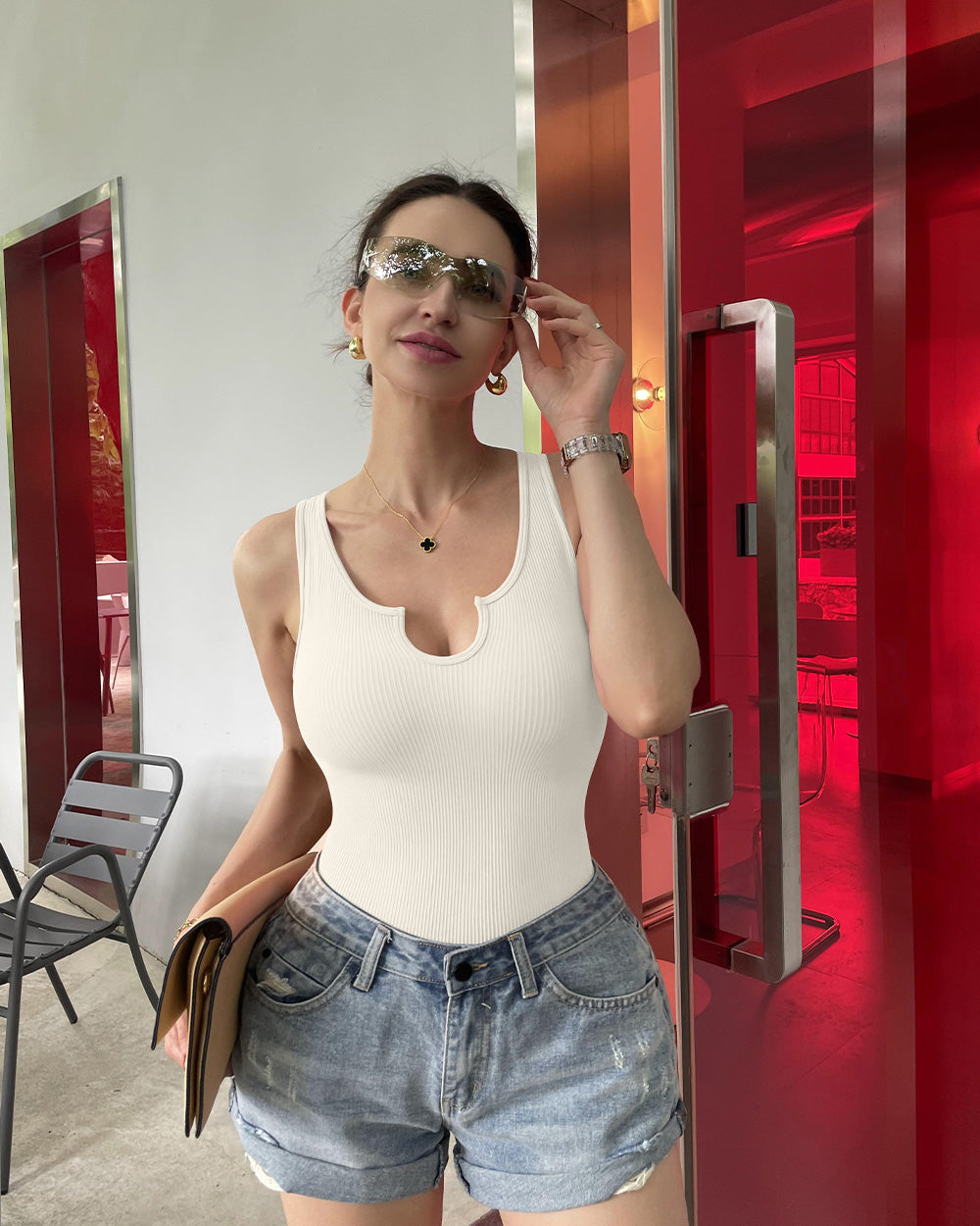 Ribbed Sleeveless Bodysuits