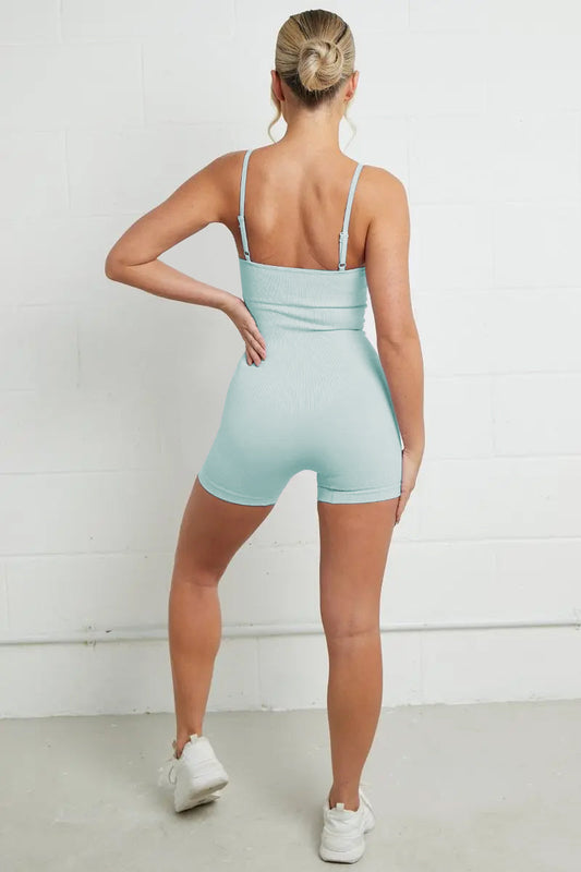 Sports Yoga Solid Color Thin Straps Seamless Playsuit