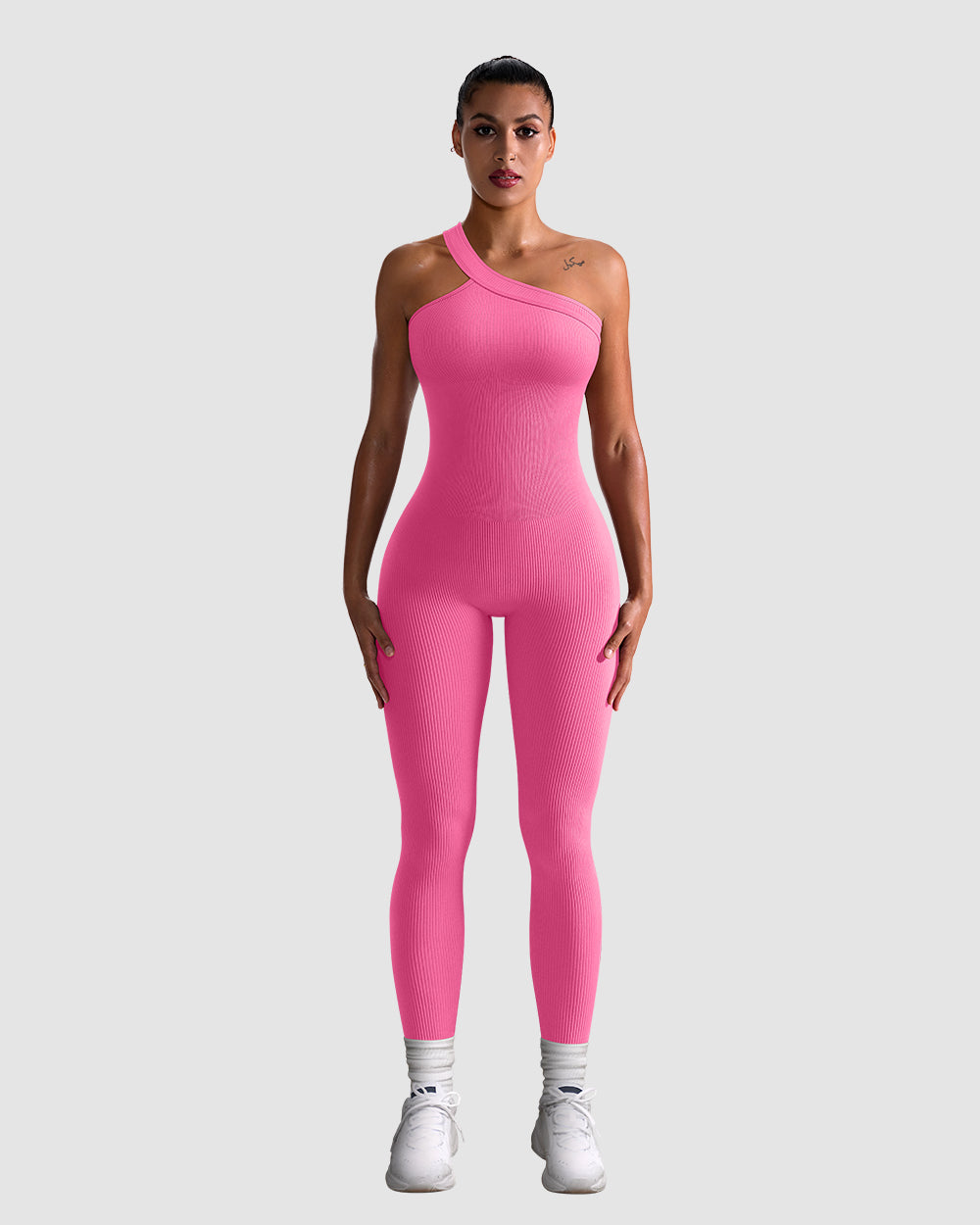 Ribbed One Shoulder Sport Jumpsuits