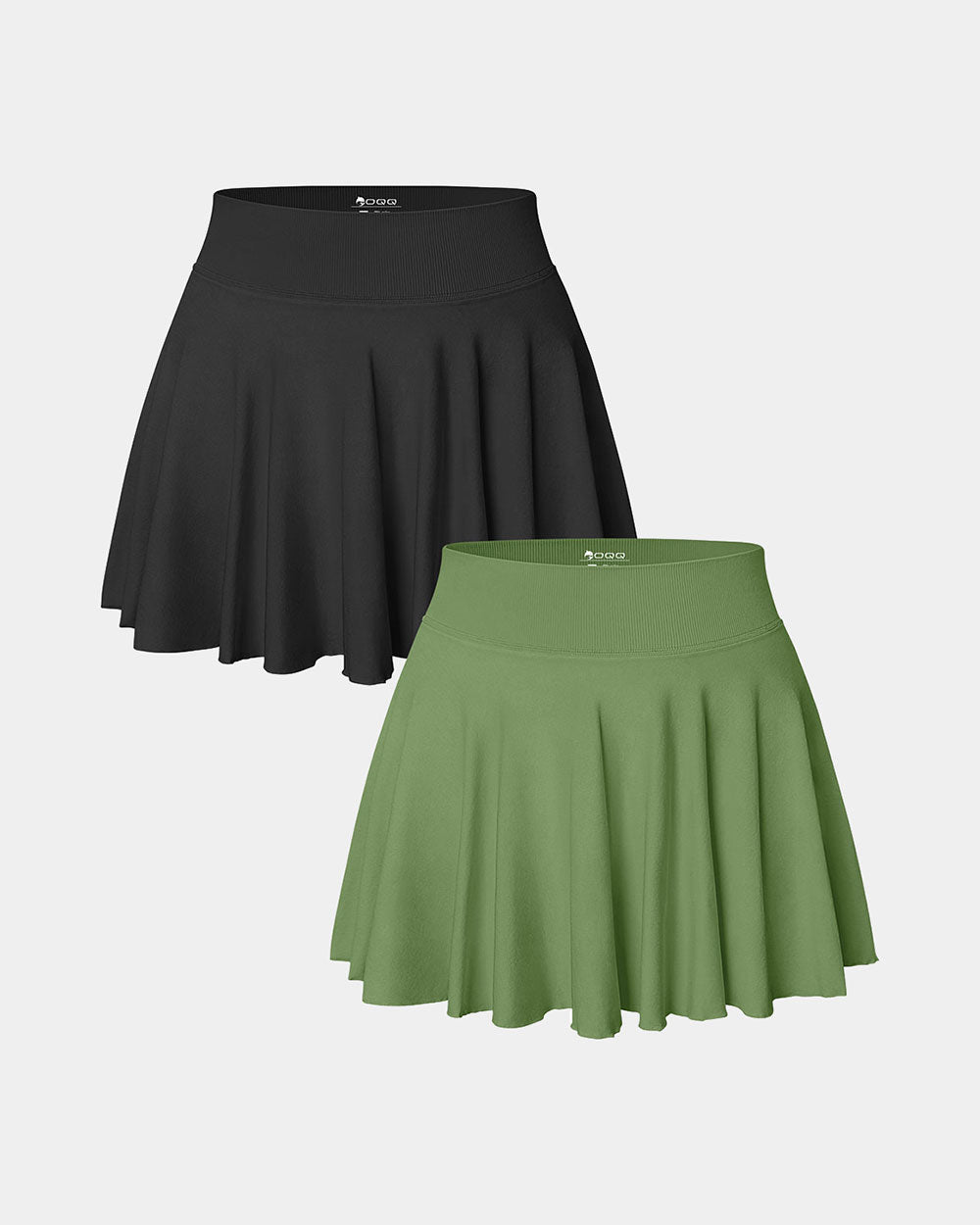 2 in 1 Basic Flared Mini Skirts