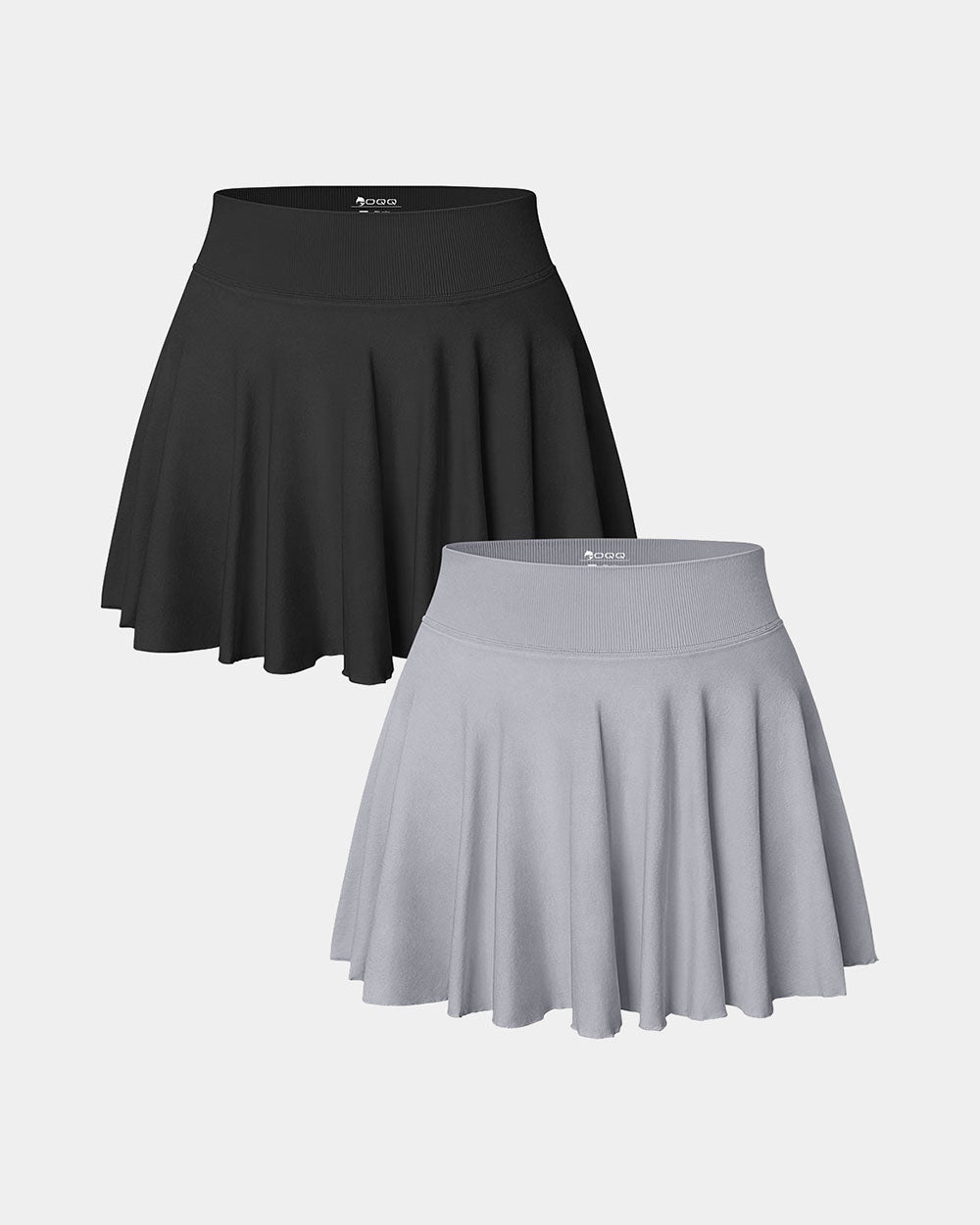 2 in 1 Basic Flared Mini Skirts