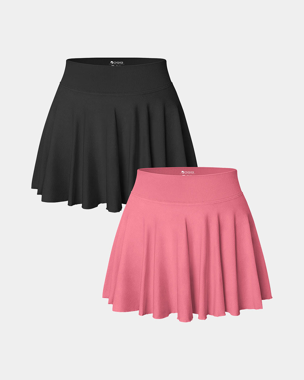 2 in 1 Basic Flared Mini Skirts