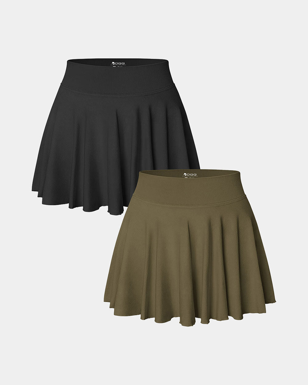 2 in 1 Basic Flared Mini Skirts