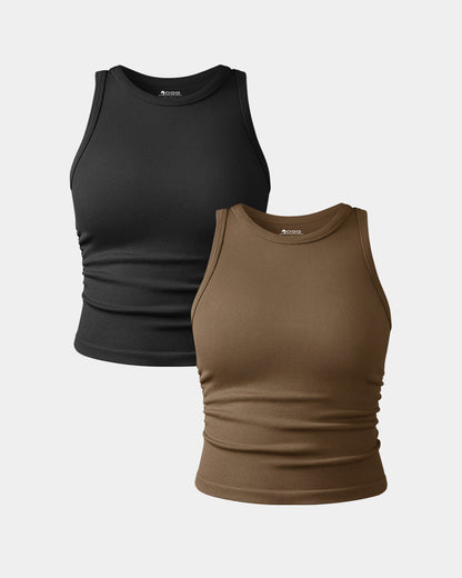 Crew Neck Sleeveless Crop Camis