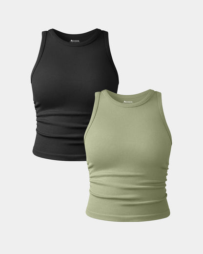 Crew Neck Sleeveless Crop Camis