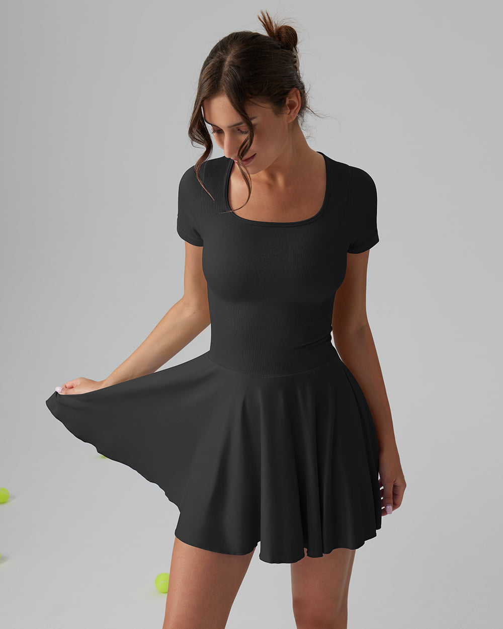 Ruffle Hem Short Sleeve with Shorts Dresses