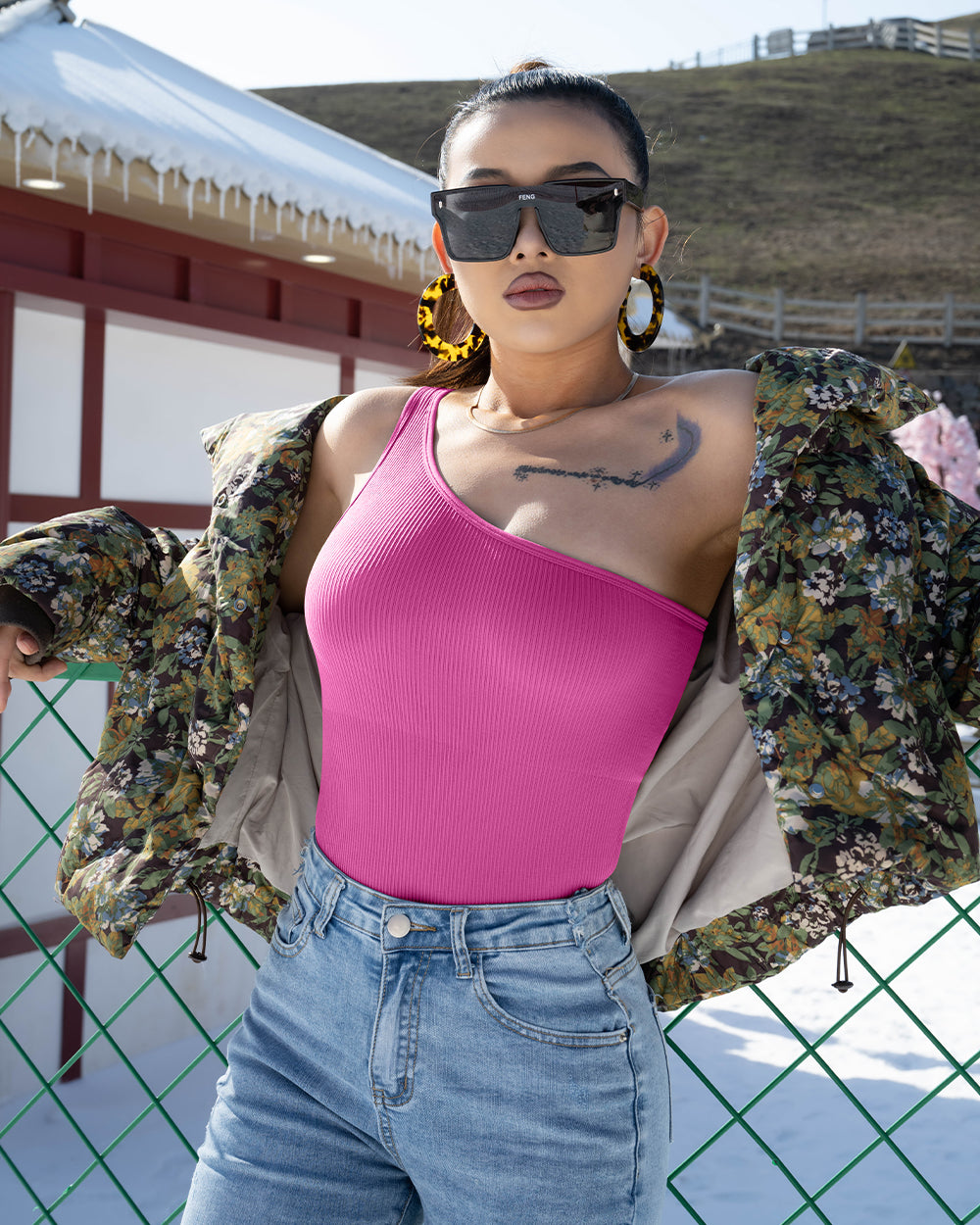 One Shoulder Sleeveless  Bodysuits