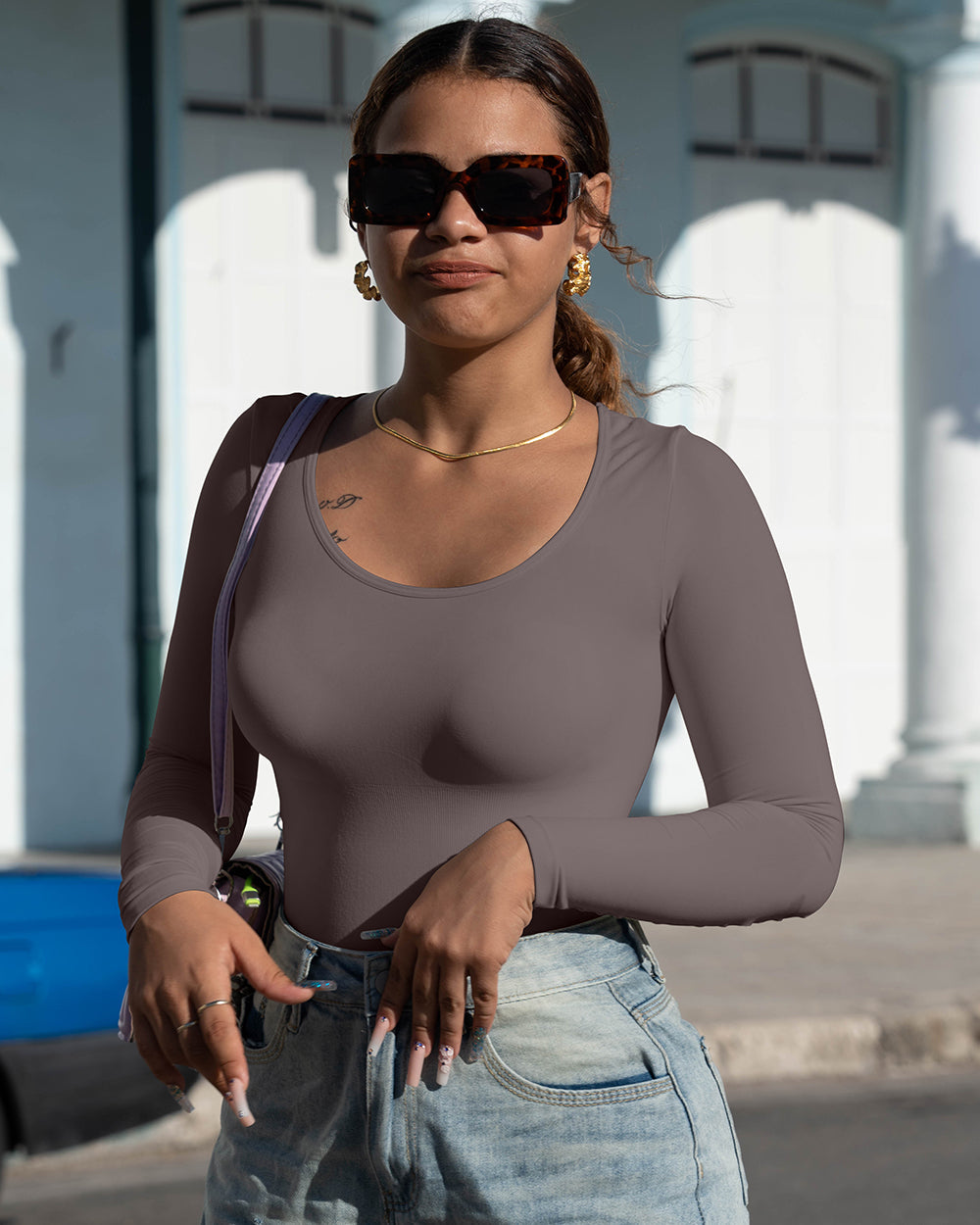 Crew neck Long Sleeve Bodysuit