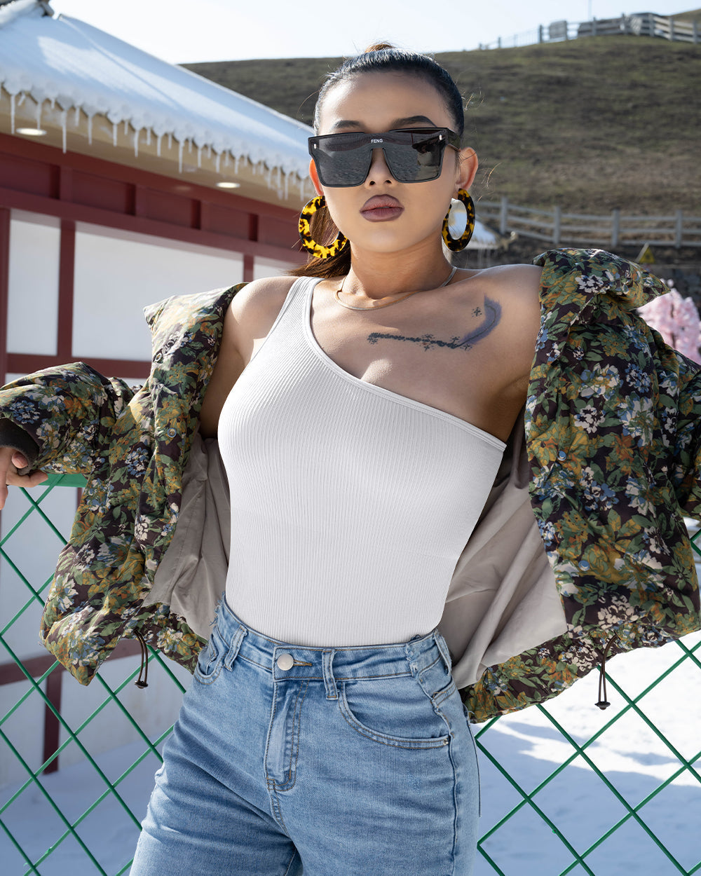 One Shoulder Sleeveless  Bodysuits