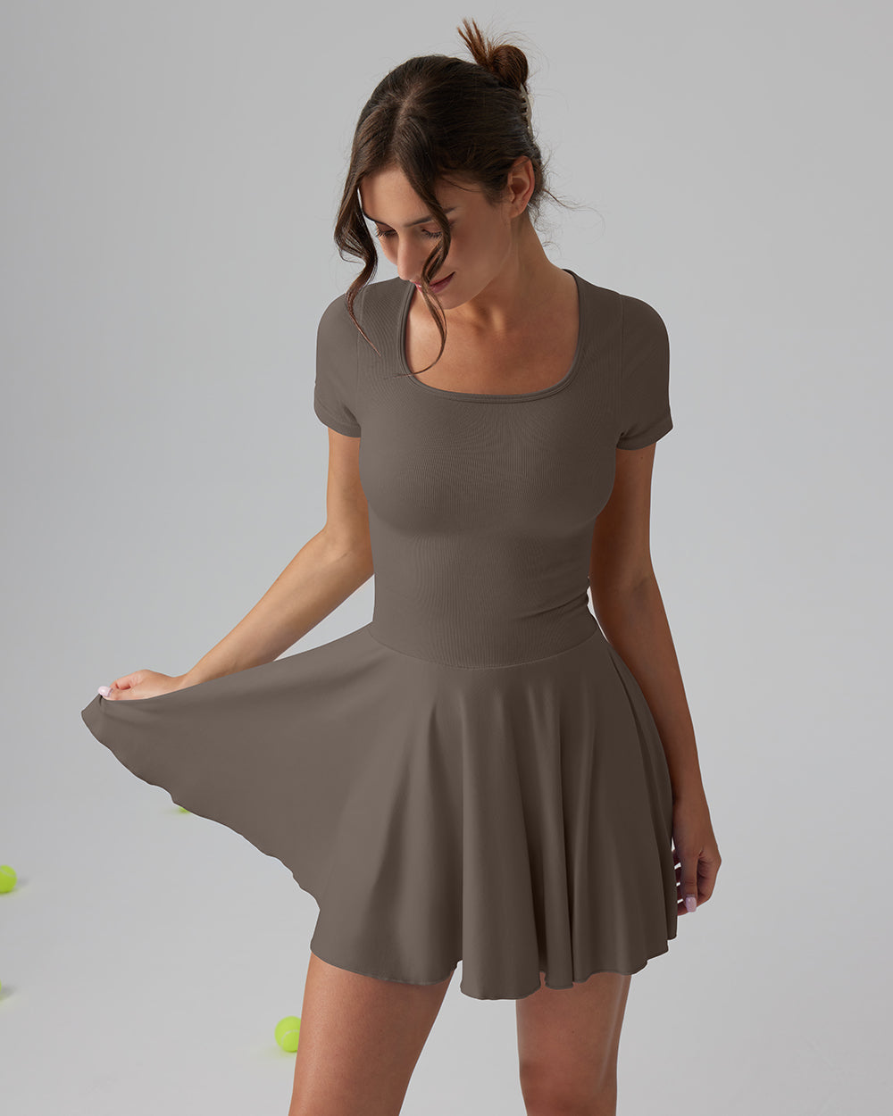 Ruffle Hem Short Sleeve with Shorts Dresses