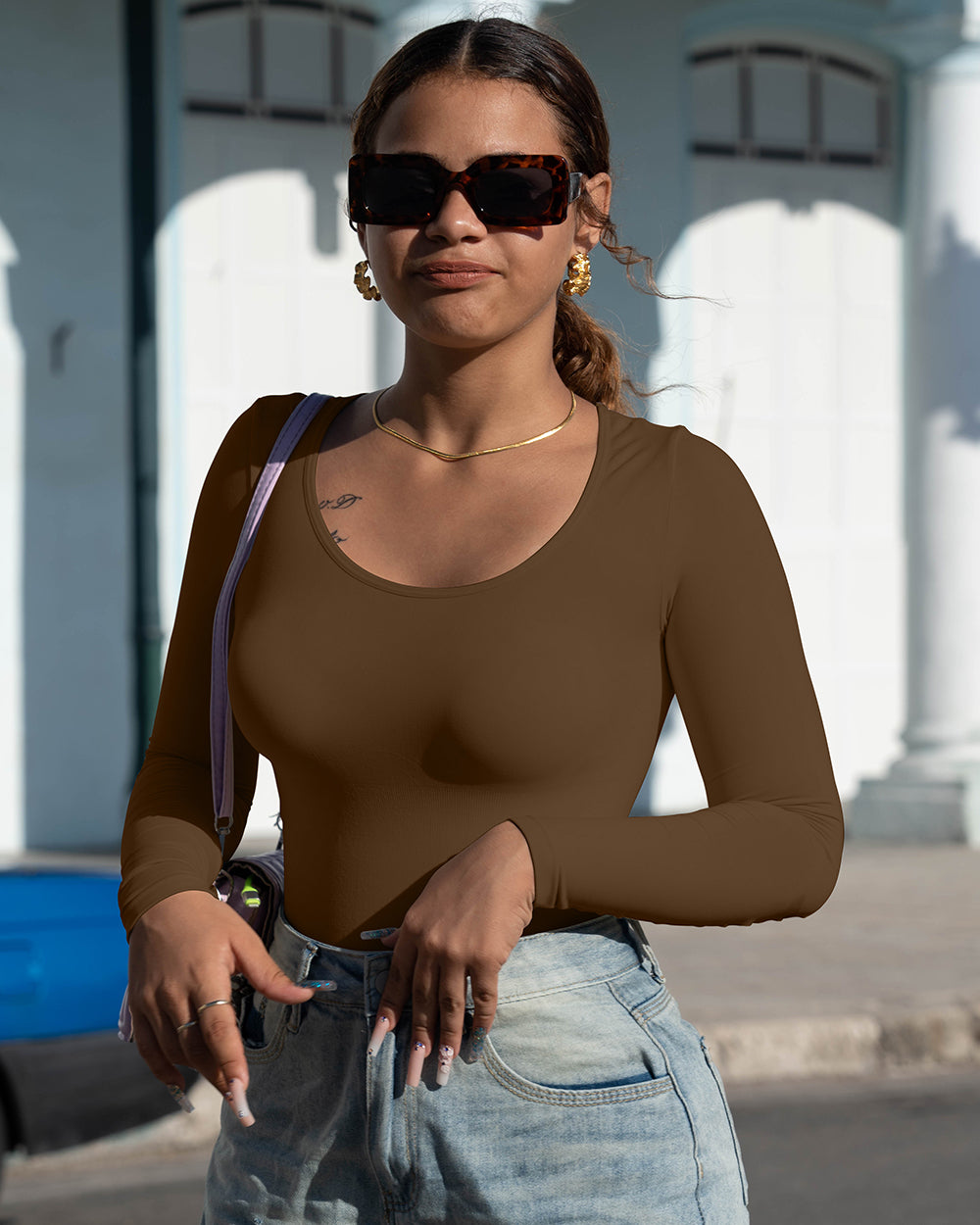 Crew neck Long Sleeve Bodysuit