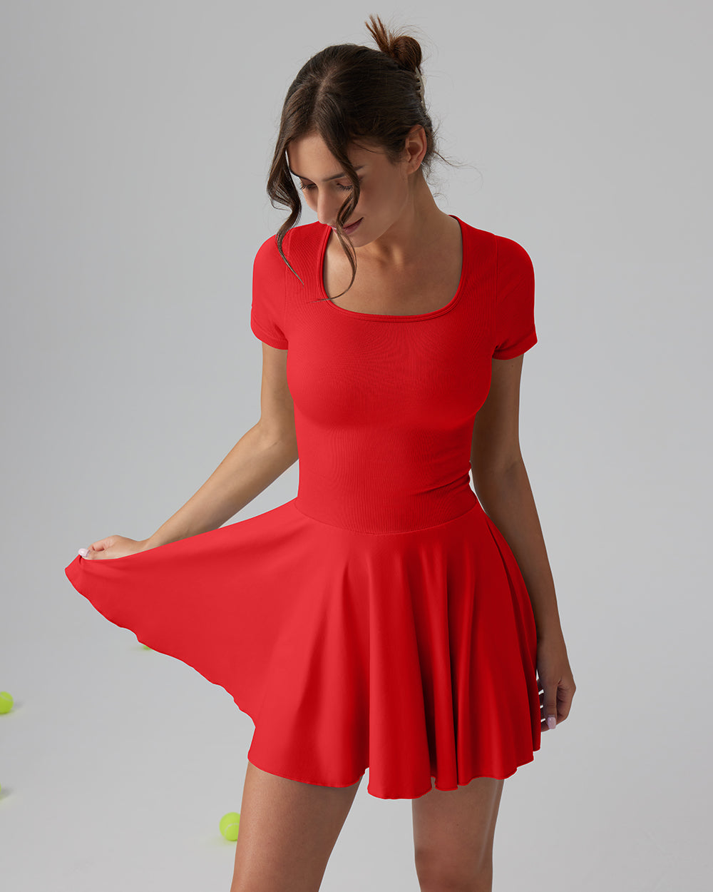 Ruffle Hem Short Sleeve with Shorts Dresses