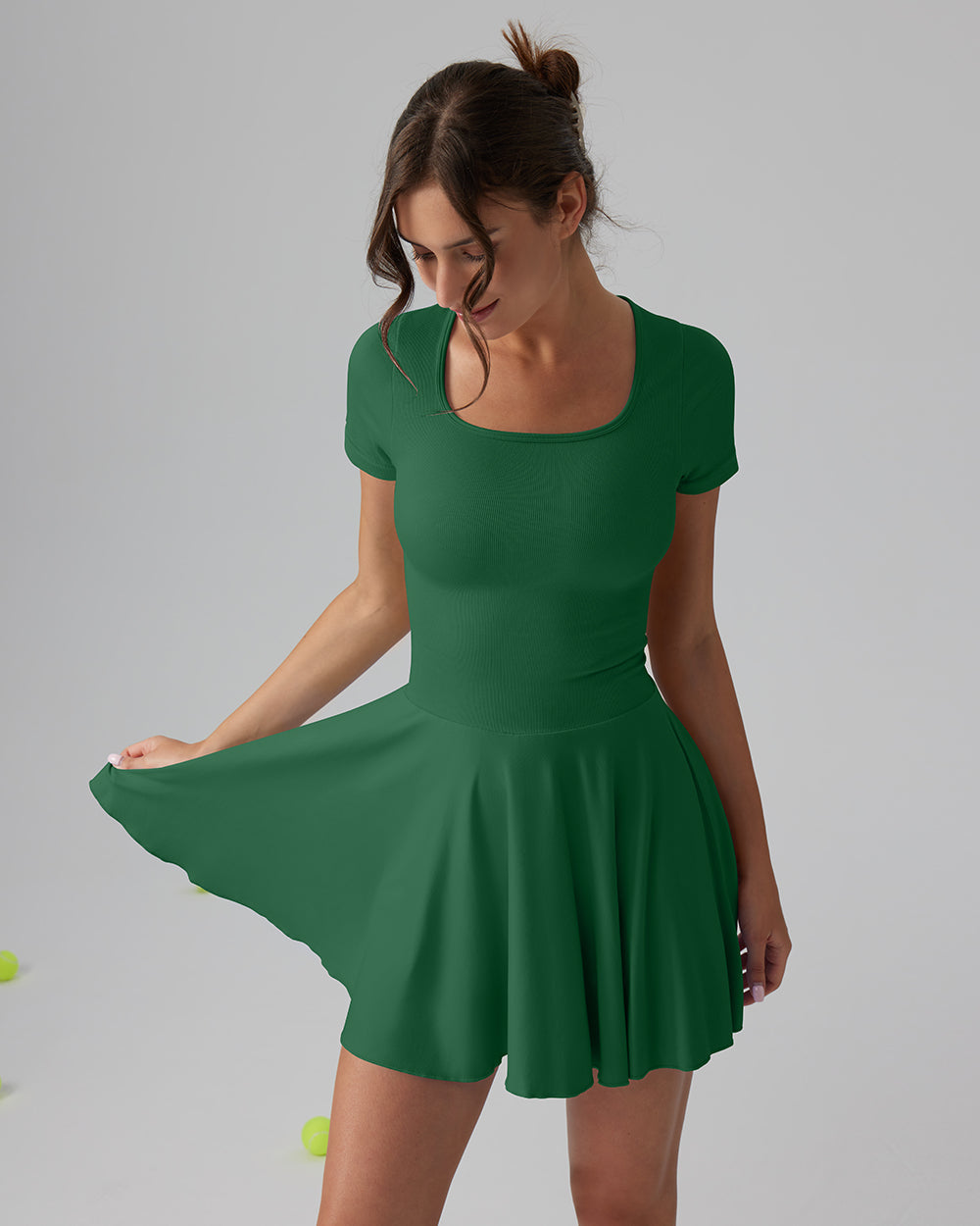 Ruffle Hem Short Sleeve with Shorts Dresses