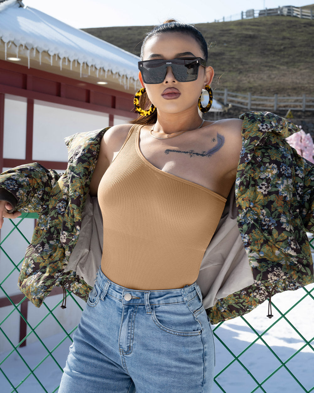 One Shoulder Sleeveless  Bodysuits