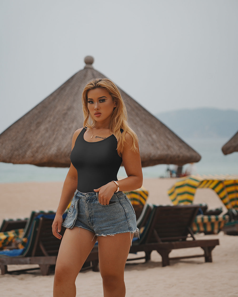 Round Neck Tank Tops Bodysuits