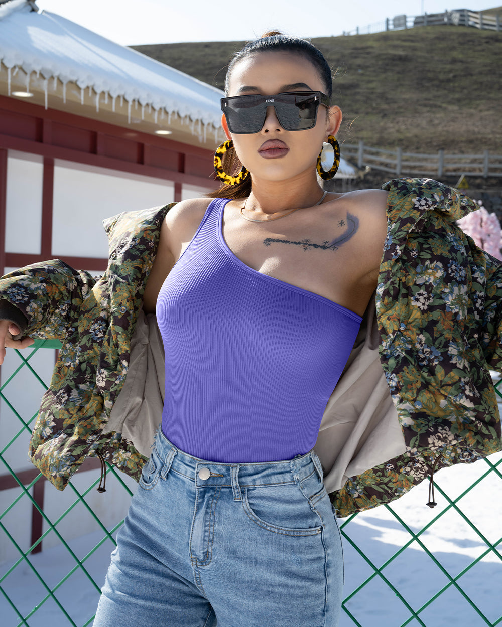 One Shoulder Sleeveless  Bodysuits