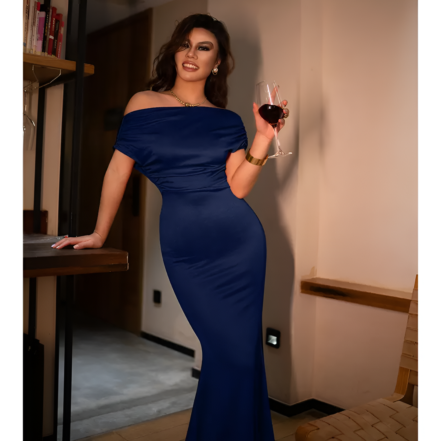 Aveline Elegant Off-Shoulder Evening Dress