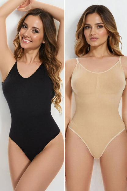 Sexy Solid Color Thin Strap Shaping Bodysuit(Size 8-18UK)