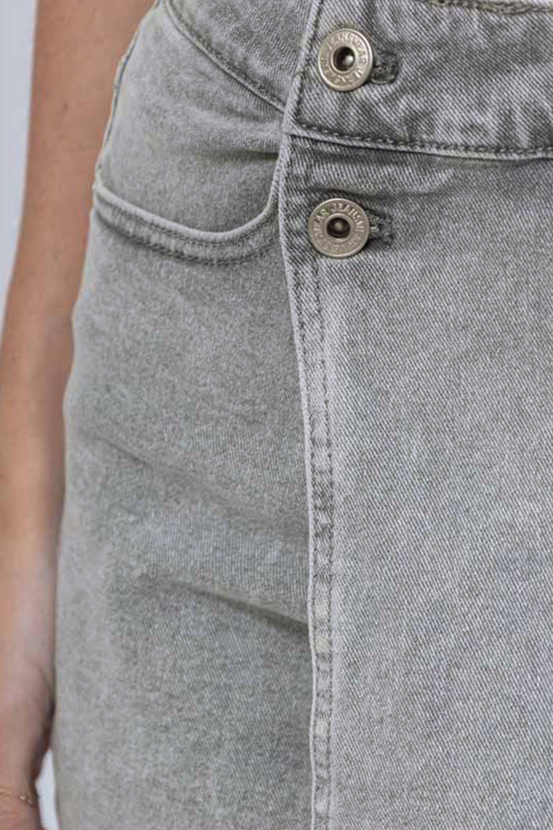 Layered High Waist Raw Hem Denim Skorts with Tassel Detail