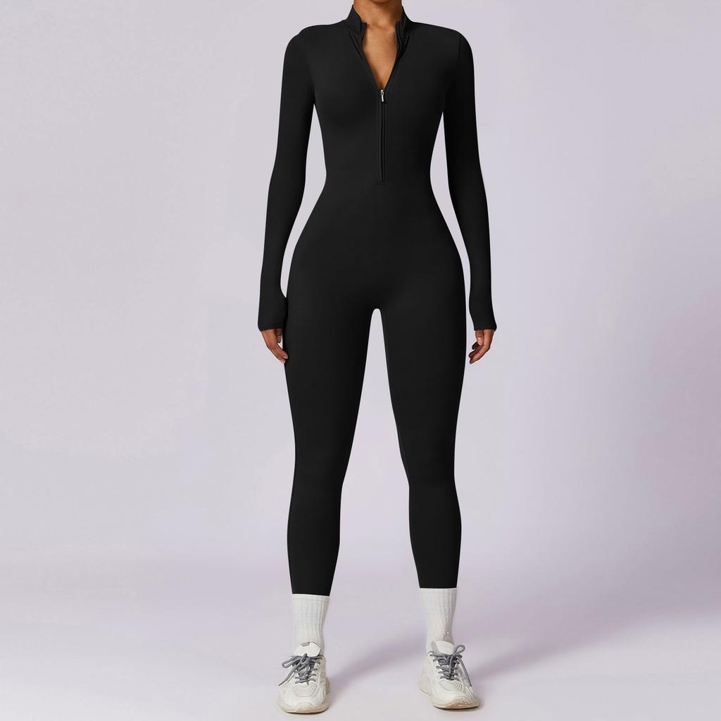Aveline Thermal Jumpsuit – Long Sleeve Zip-Up One-Piece