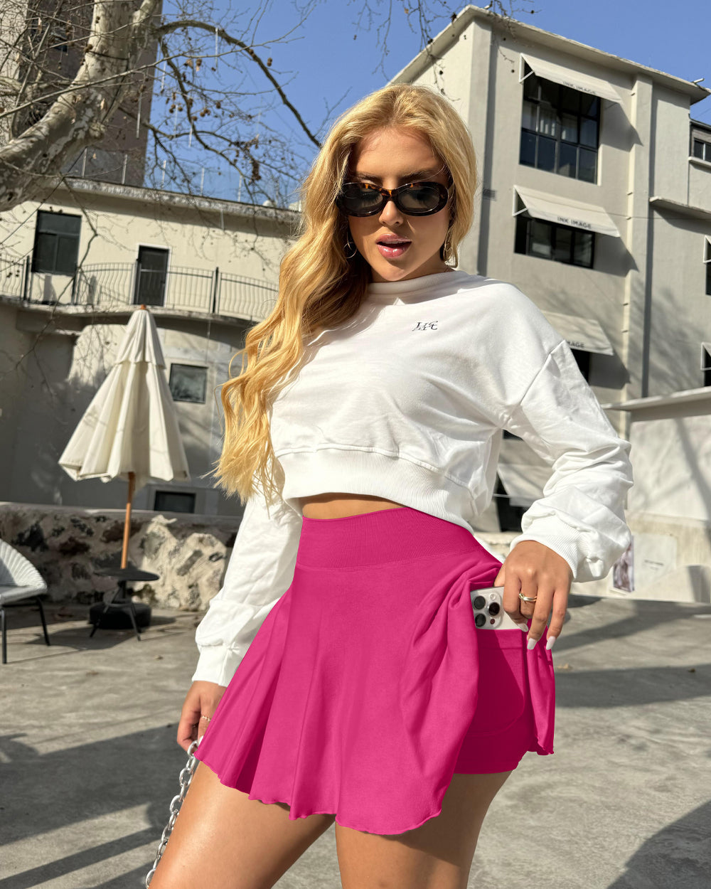 2 in 1 Basic Flared Mini Skirts