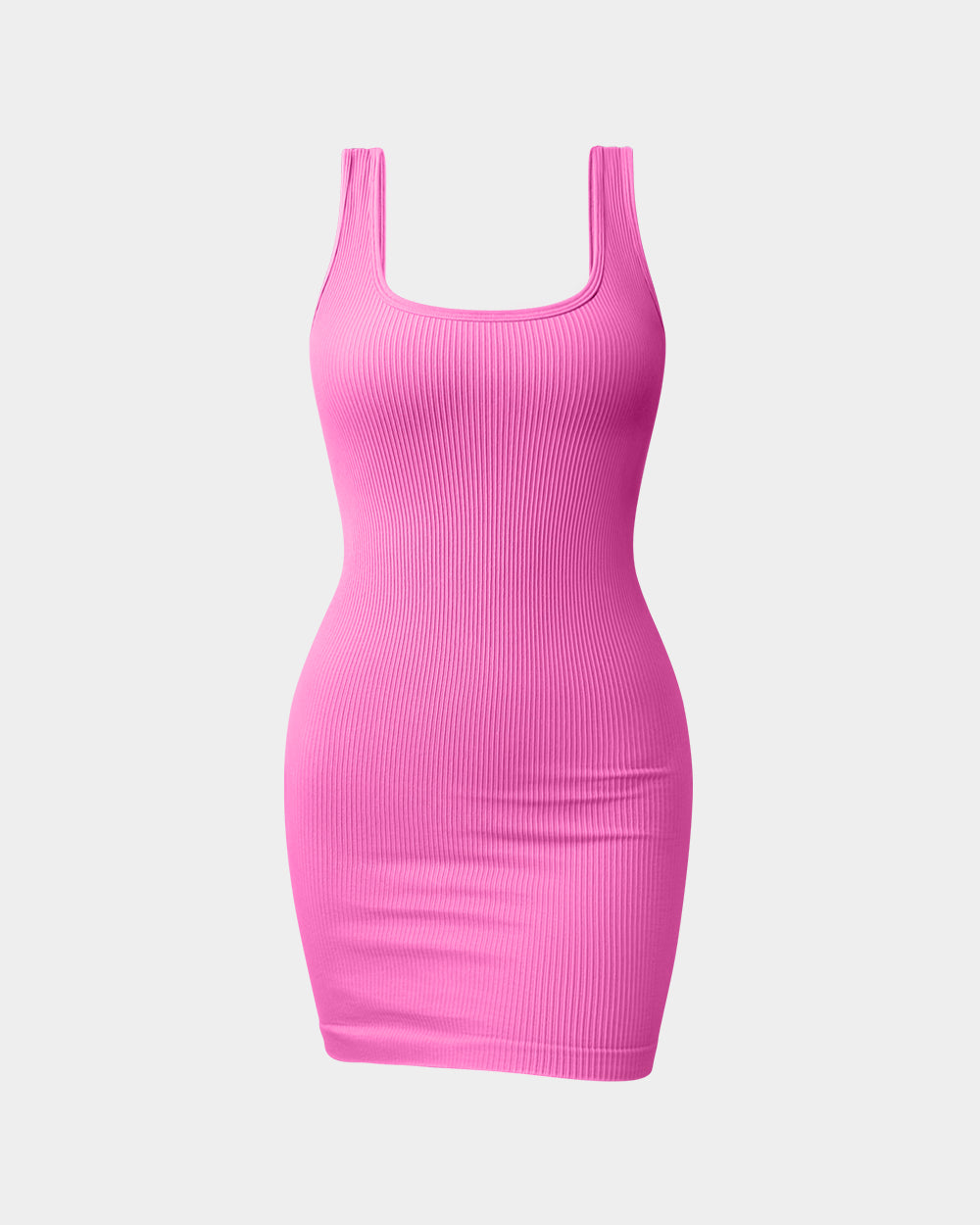 Ribbed Sleeveless Square Neck  Dress