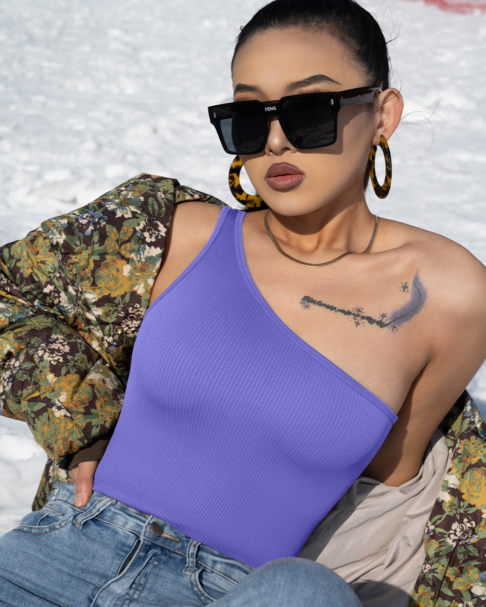 One Shoulder Sleeveless  Bodysuits