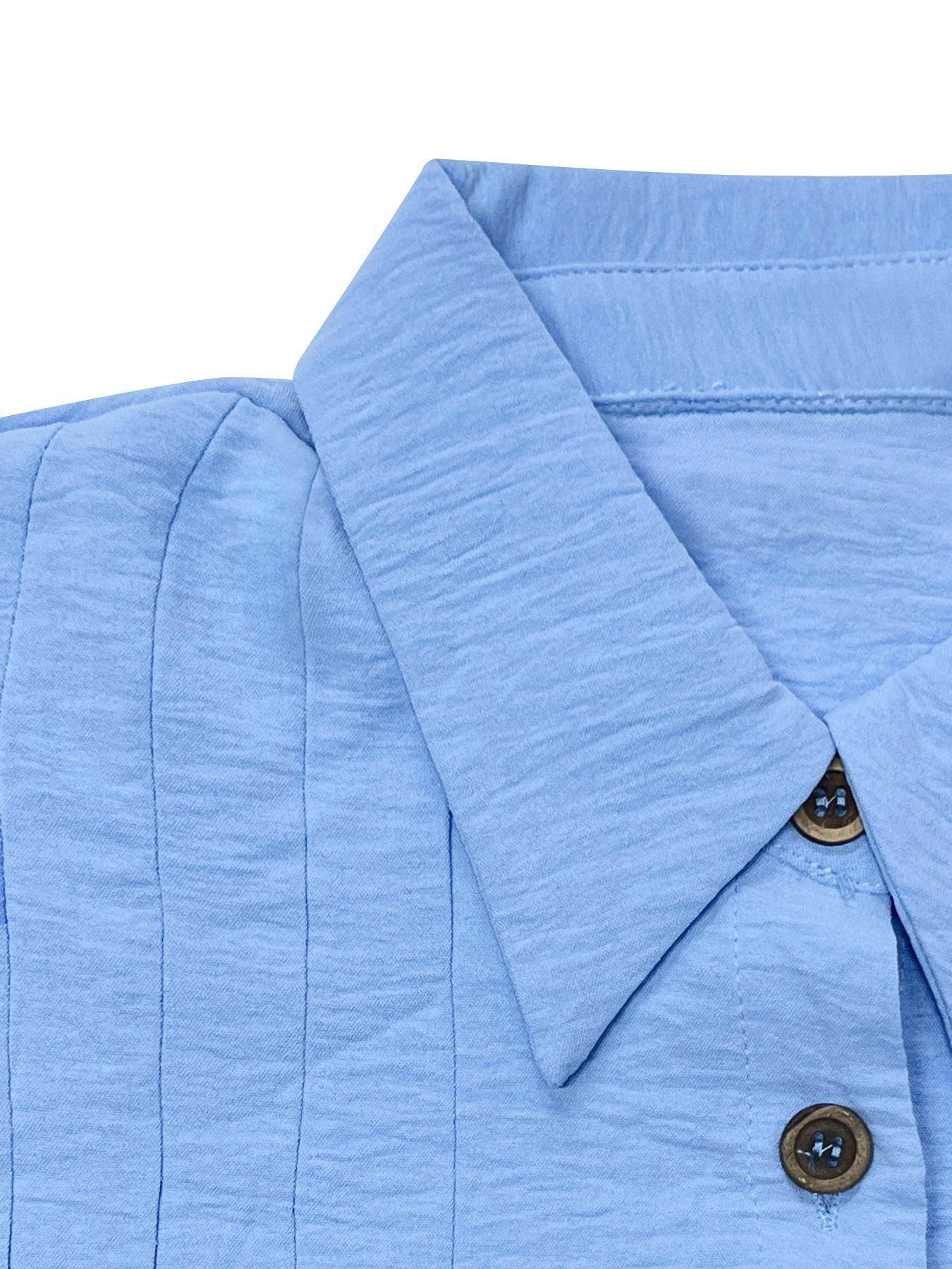 Leisure Collared Short Sleeve Button-Up Ruched Shirtdress