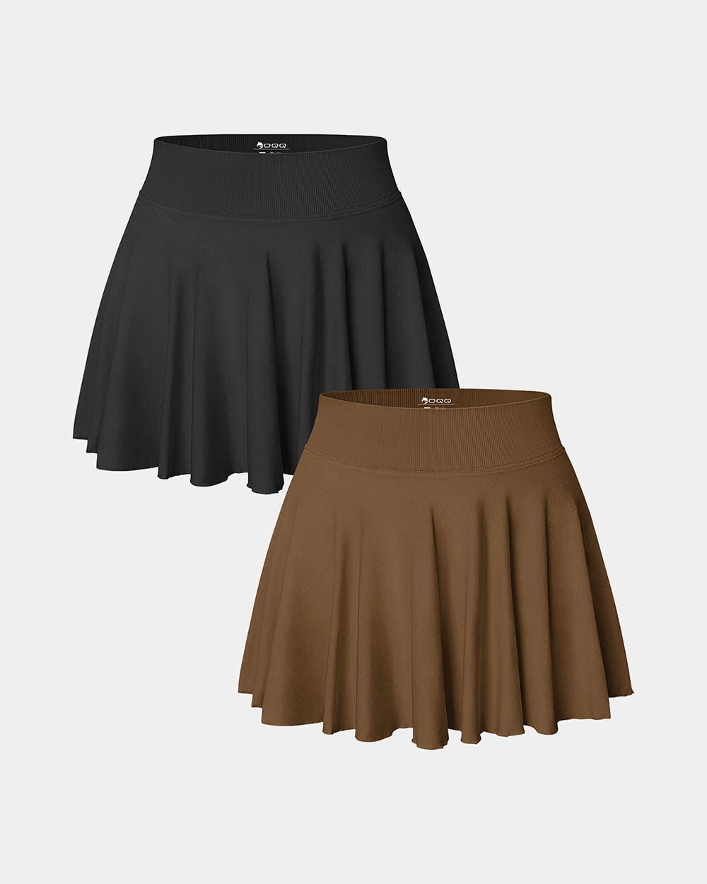 2 in 1 Basic Flared Mini Skirts