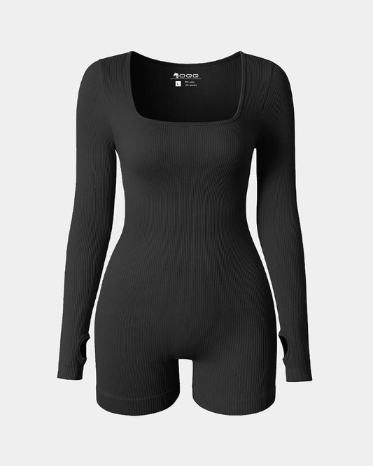 Long Sleeve Square Neck  Jumpsuits Rompers