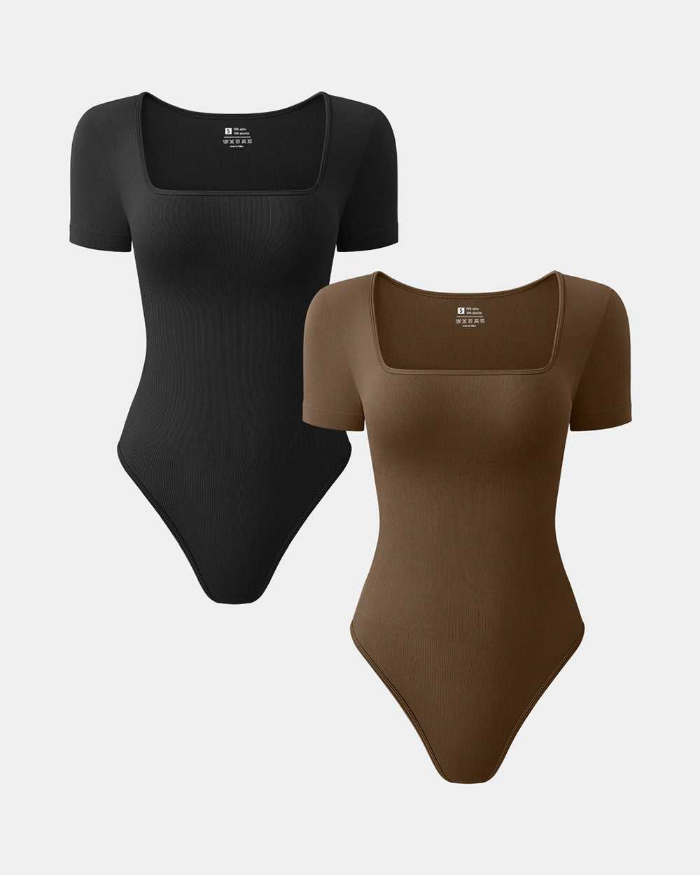 Ribbed Heart Neck Short Sleeve Bodysuits