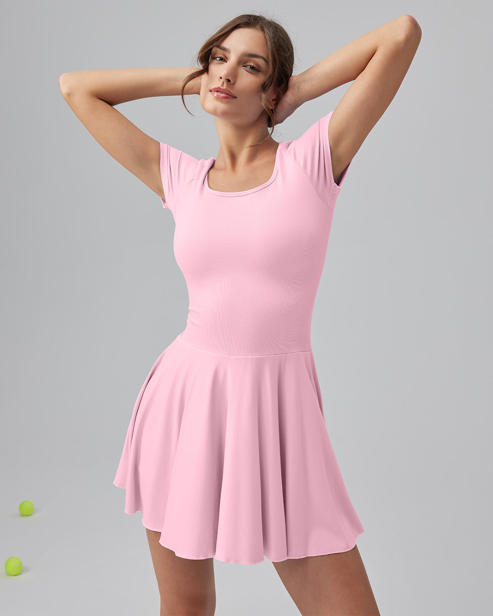 Ruffle Hem Short Sleeve with Shorts Dresses