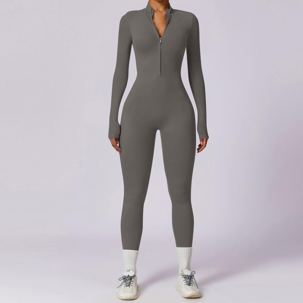 Aveline Thermal Jumpsuit – Long Sleeve Zip-Up One-Piece