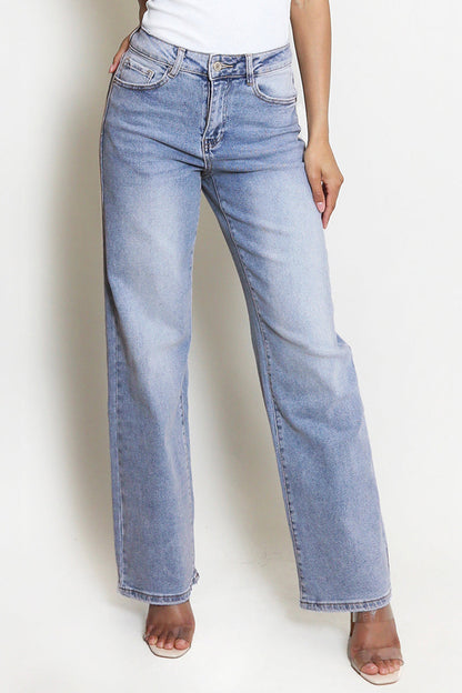 Casual Mid-Rise Denim Multi-Pocket Stretchy Jeans