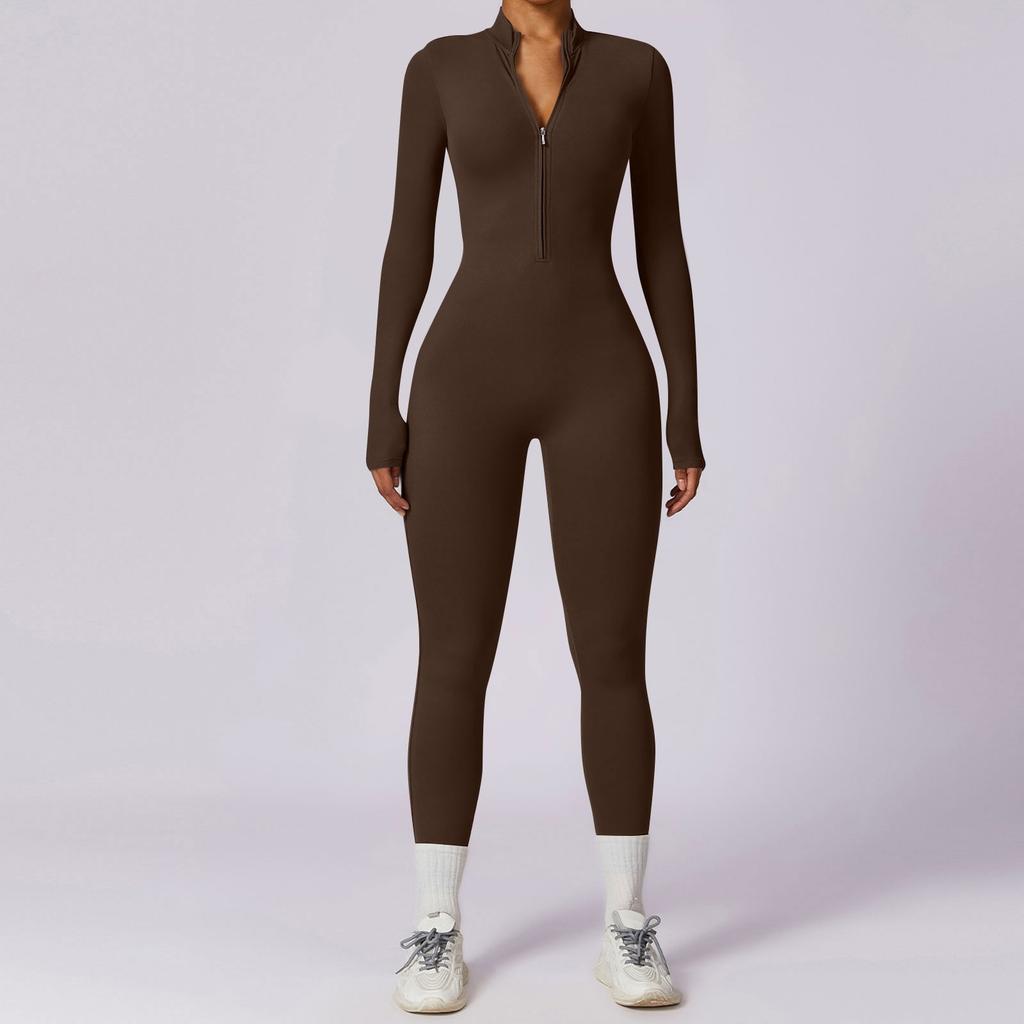 Aveline Thermal Jumpsuit – Long Sleeve Zip-Up One-Piece