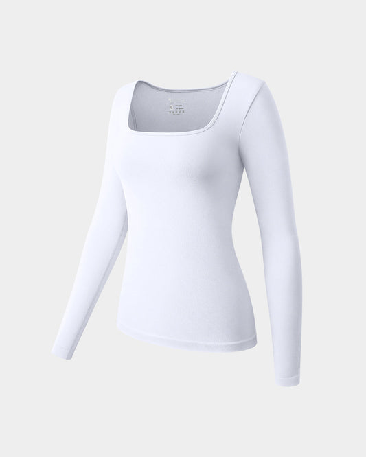 Long Sleeve Square Neck Stretch Fitted Underscrubs Layer