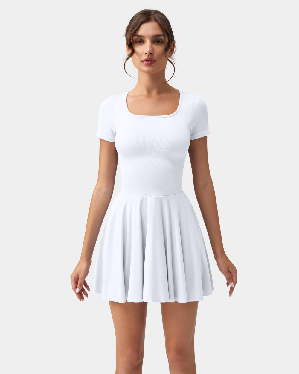Ruffle Hem Short Sleeve with Shorts Dresses