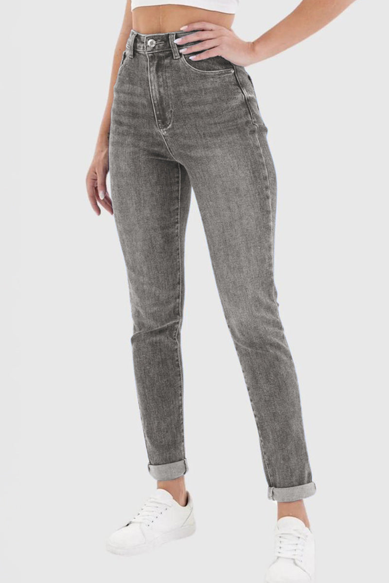 Casual Mid Rise Solid Slim Fit Jeans