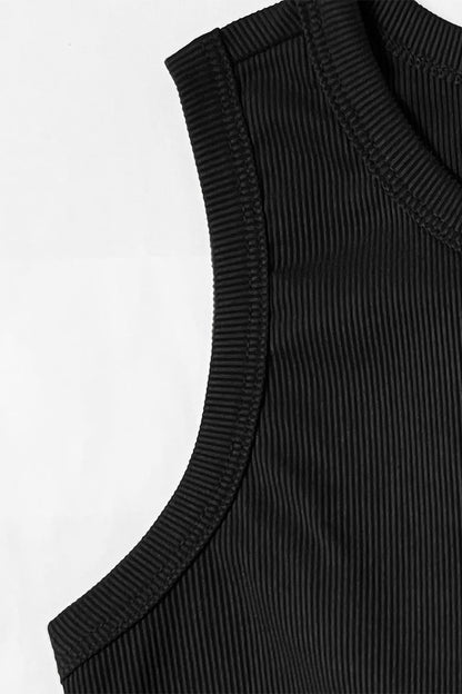 Solid Shelf-Bra Tank Top & Wide-Leg Trousers Summer Co-ord Set