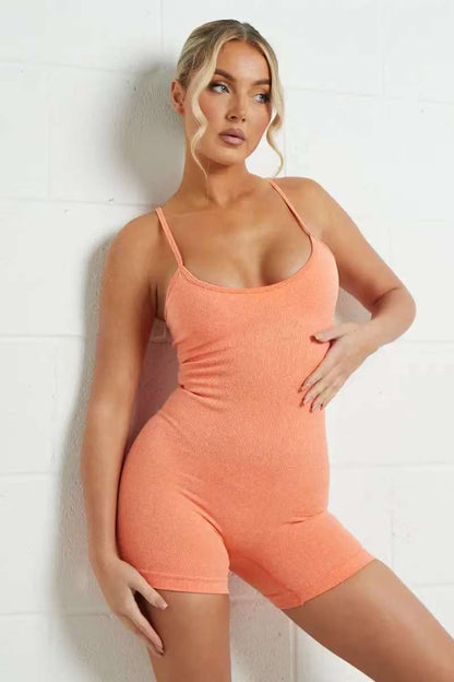 Sports Yoga Solid Color Thin Straps Seamless Playsuit