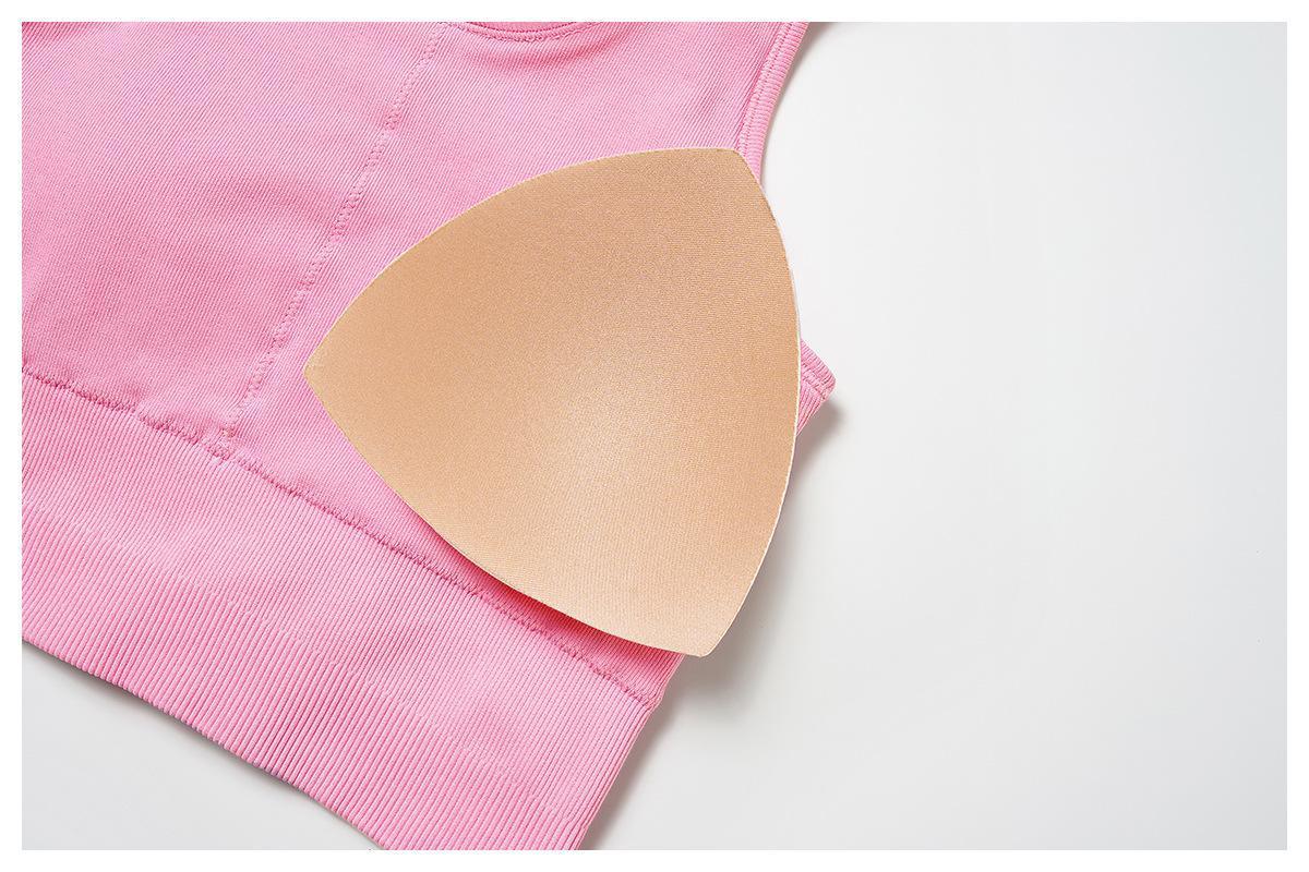 Athleisure Plain U Neck Seamless Shaping Crop Tank With Cups