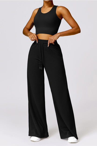 Athleisure Plain U Neck Seamless Shaping Crop Tank With Cups