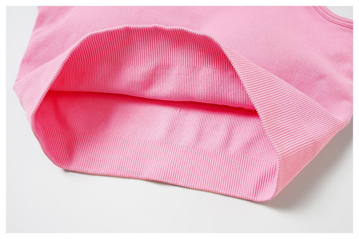 Athleisure Plain U Neck Seamless Shaping Crop Tank With Cups