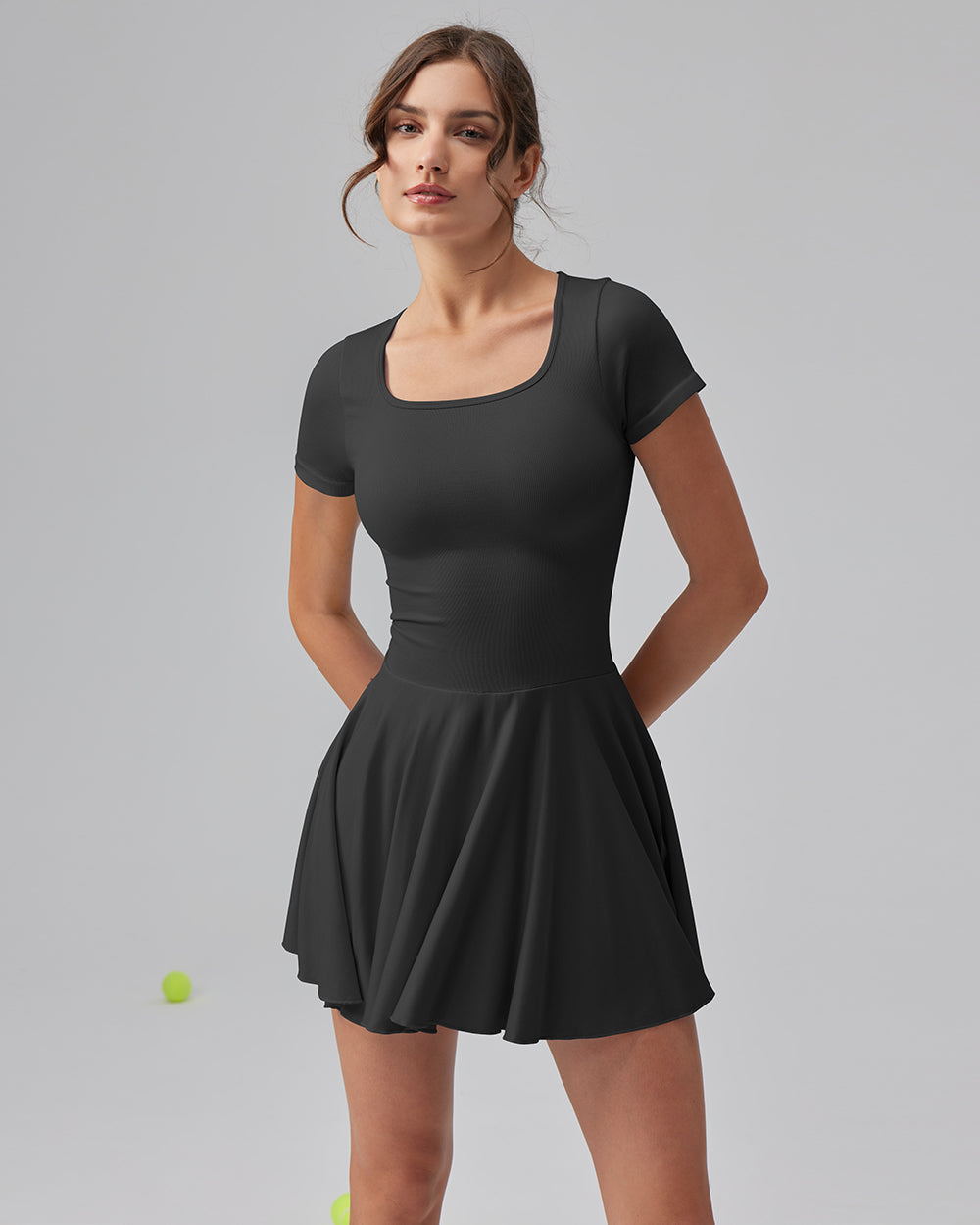 Ruffle Hem Short Sleeve with Shorts Dresses