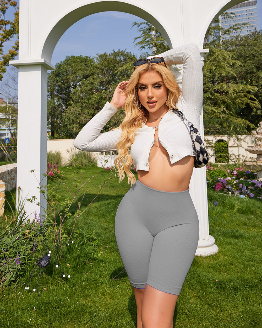 High Waisted Ribbed Seamless Tummy Control Shorts