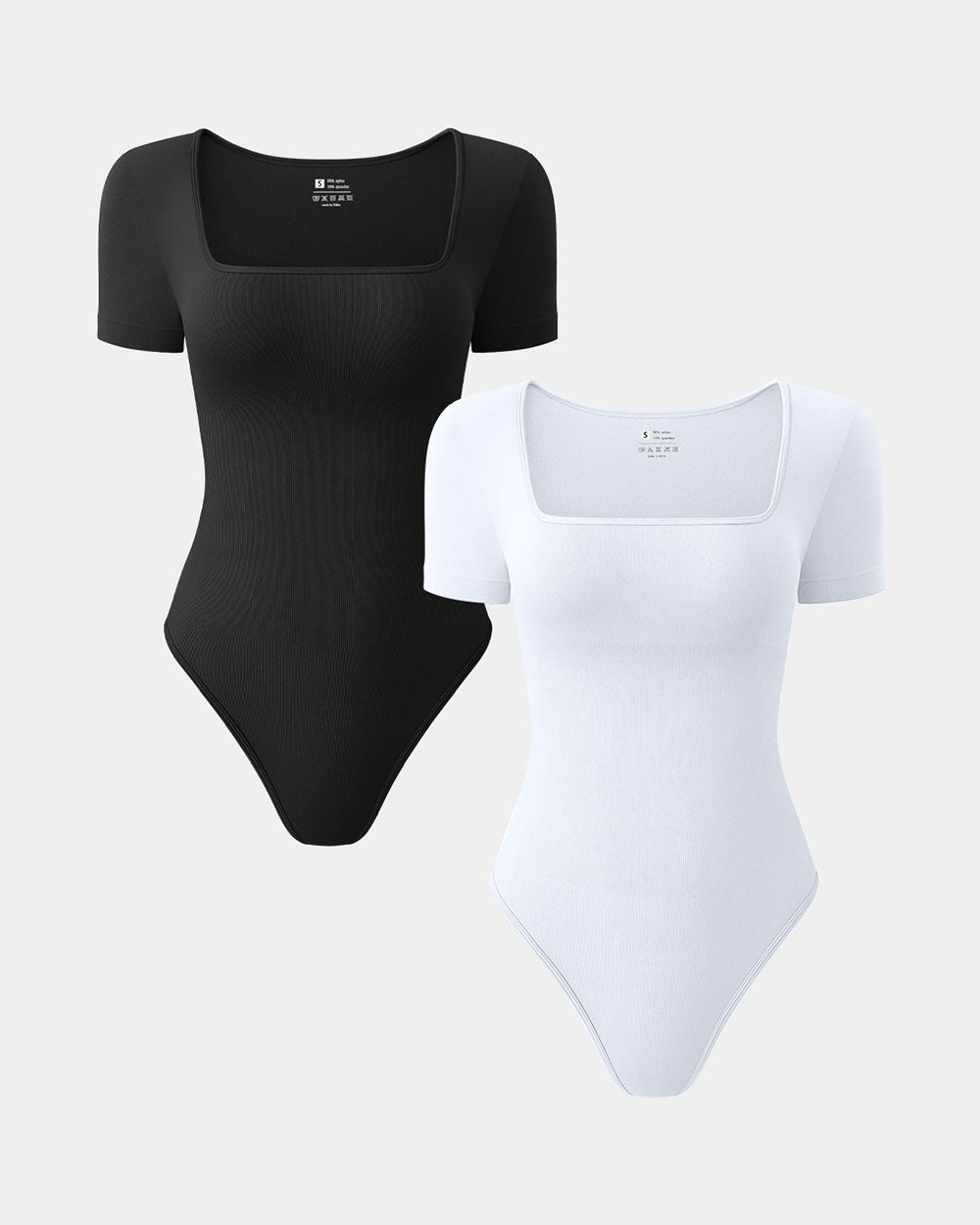 Ribbed Heart Neck Short Sleeve Bodysuits