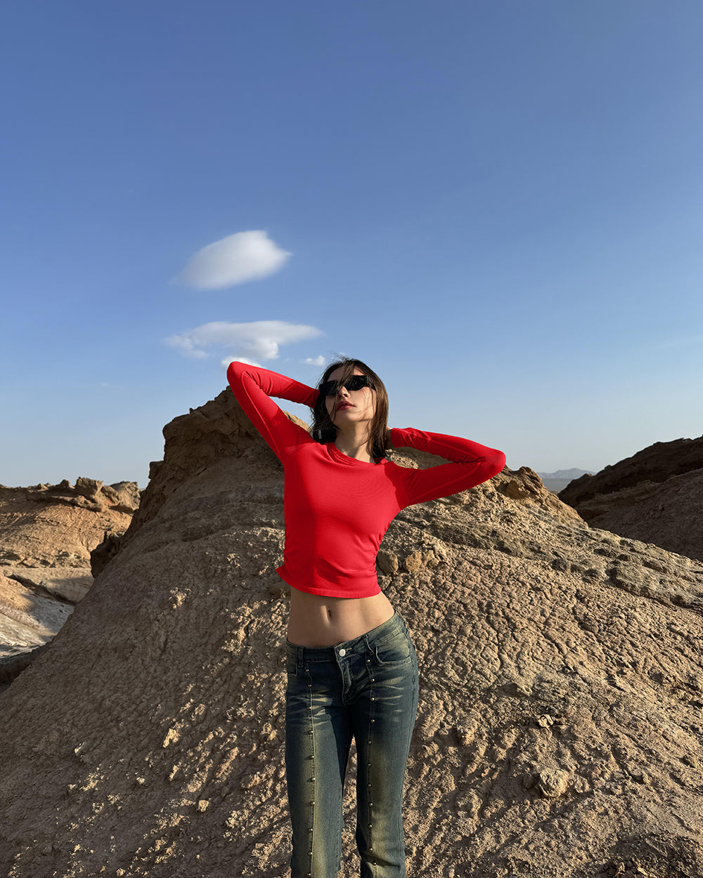 Crew Neck Ruched Stretch Fitted Tee Shirts Tops