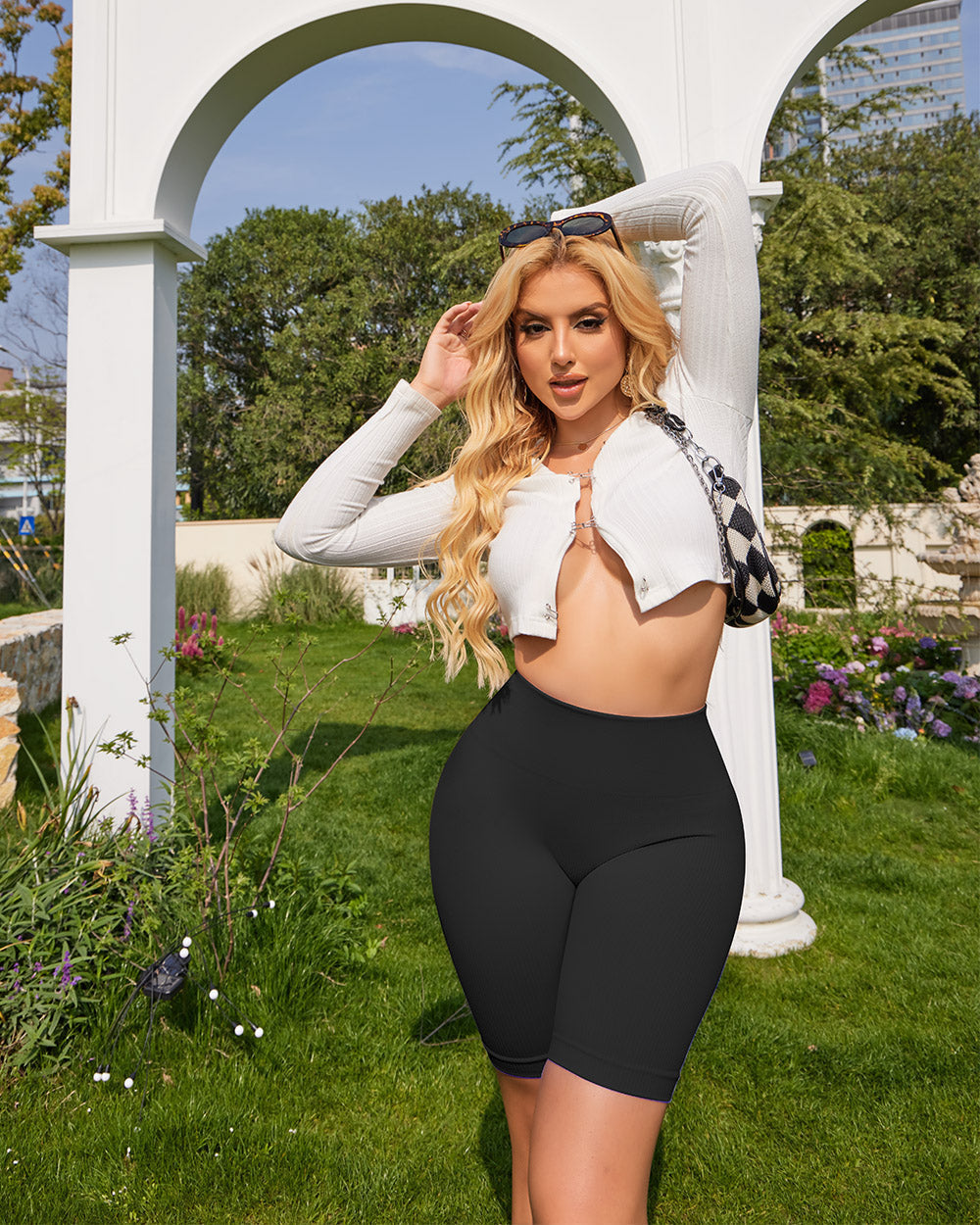 High Waisted Ribbed Seamless Tummy Control Shorts