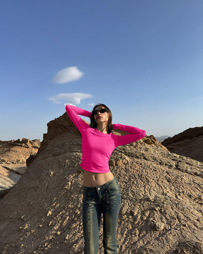 Crew Neck Ruched Stretch Fitted Tee Shirts Tops