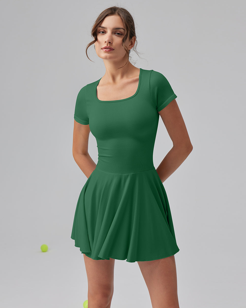 Ruffle Hem Short Sleeve with Shorts Dresses